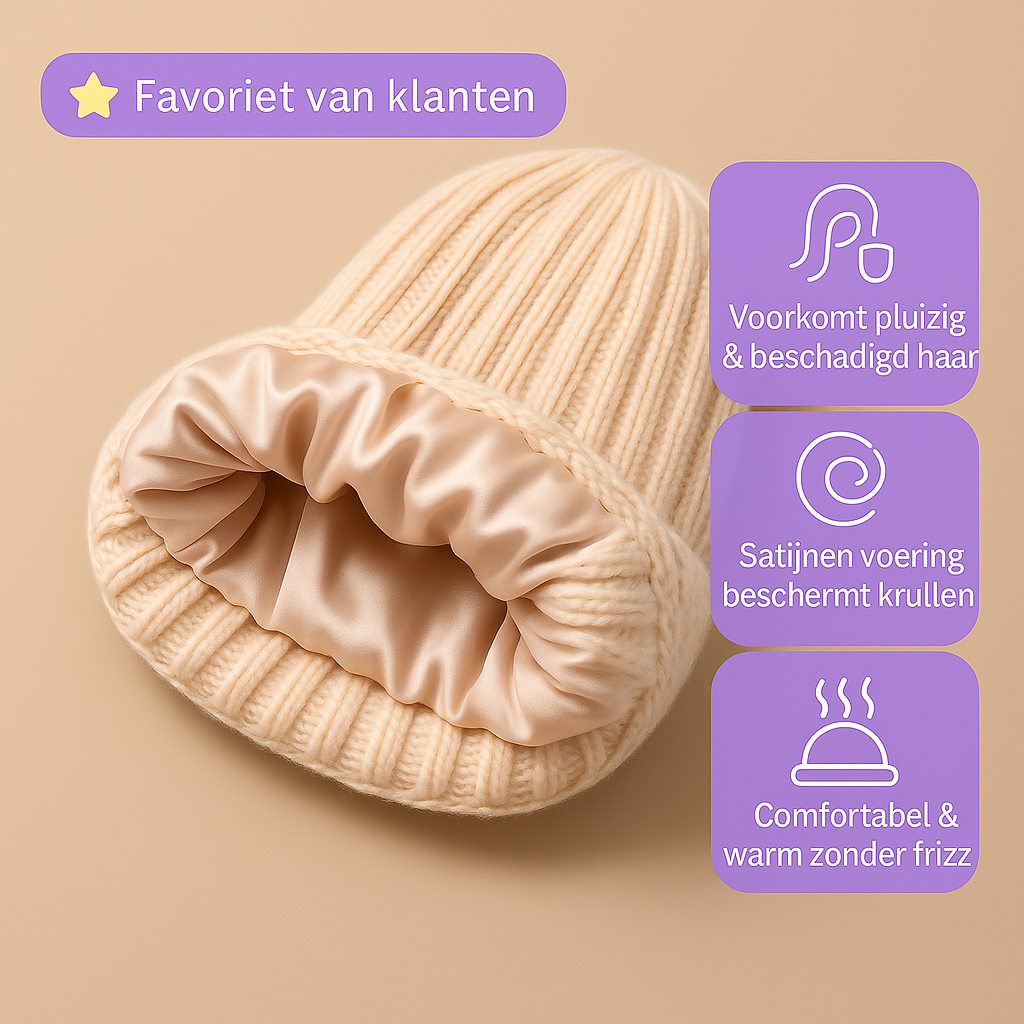 Satijnen Beanie – Warm hoofd, geen gepluisd haar