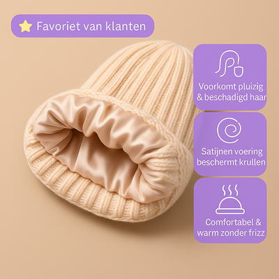 Satijnen Beanie – Warm hoofd, geen gepluisd haar
